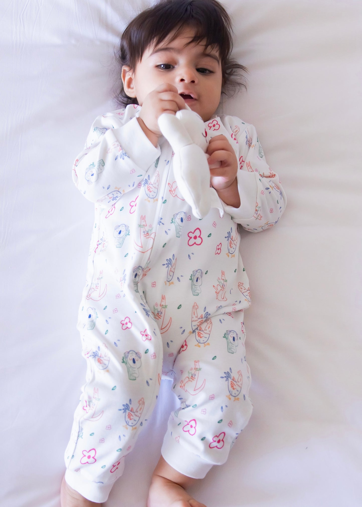 Organic Footless Zipper Onesie- Lazy. Daisy. Dreams