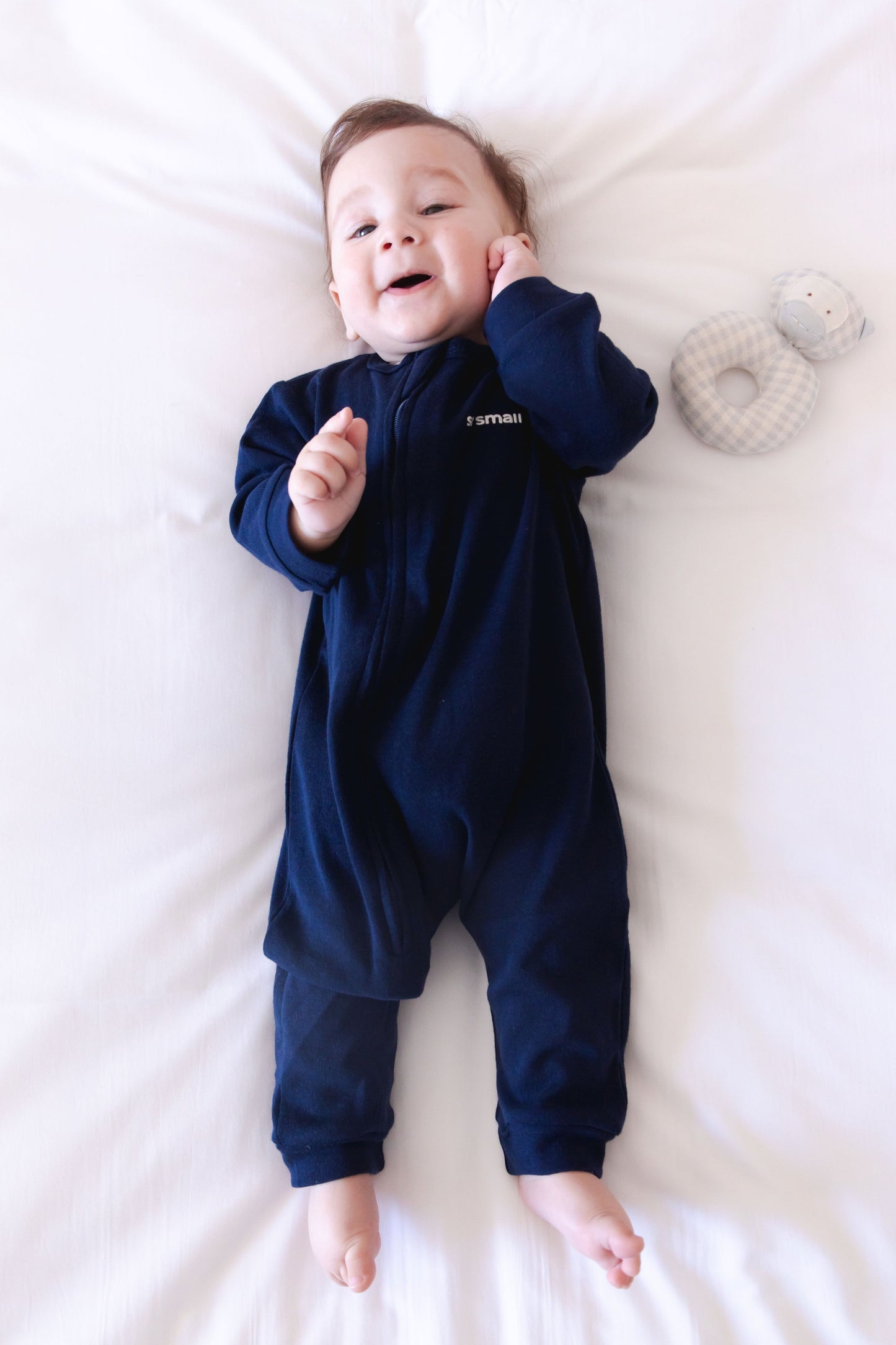 Organic Footless Zipper Onesie- Magnetic Blue