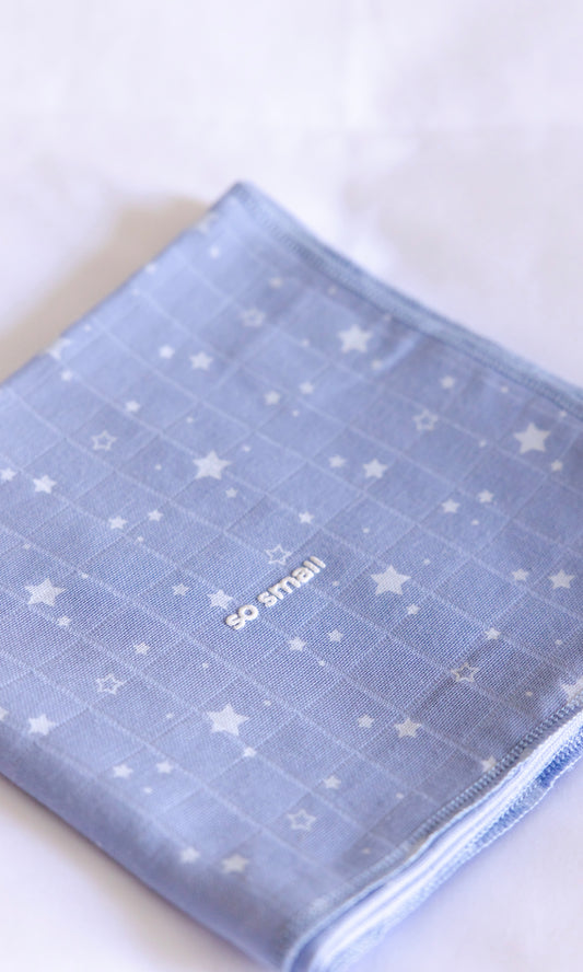 Organic Muslin Swaddle- Starry Blue