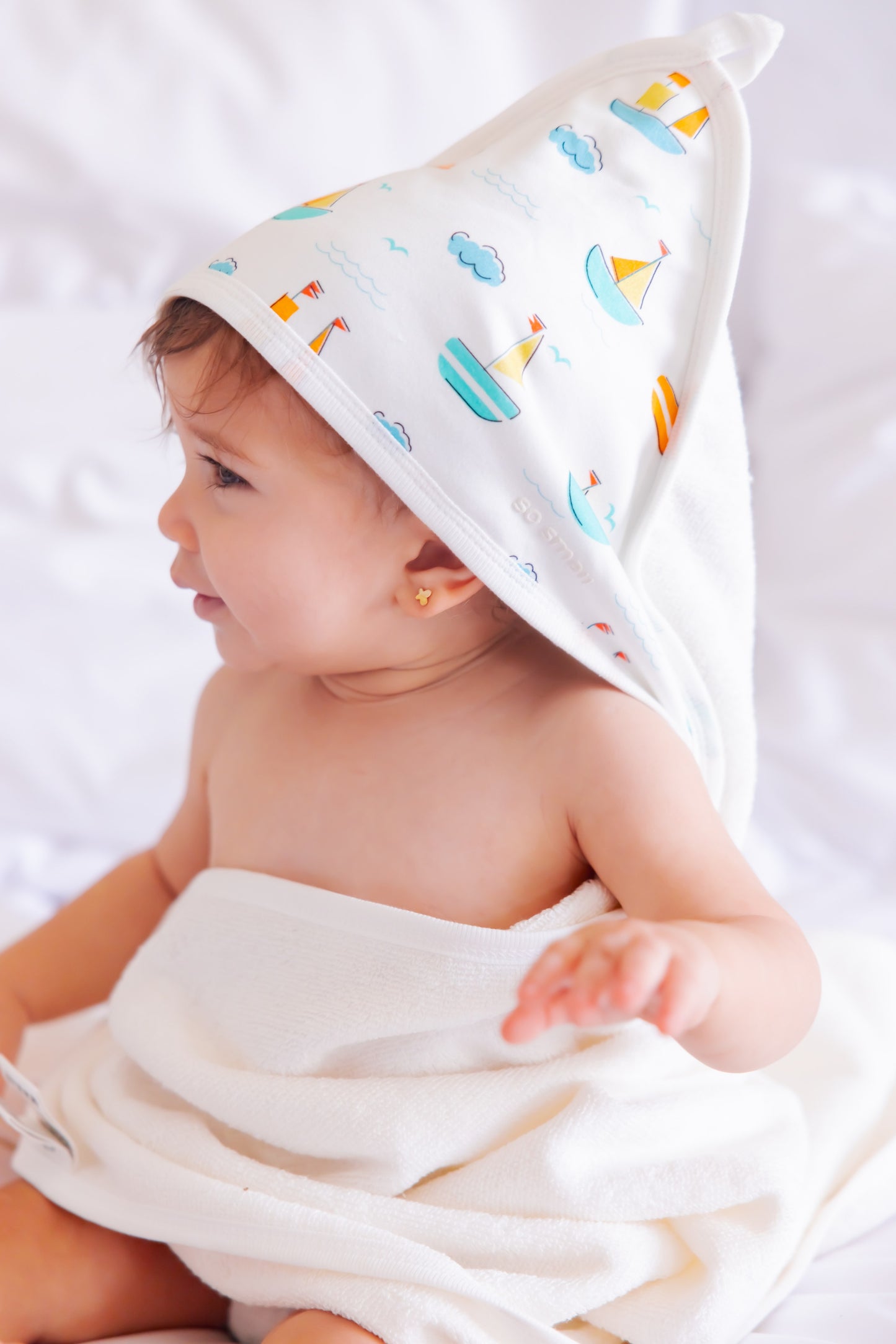 Organic Hooded Bath Towel- Let’s Sail Away Baby