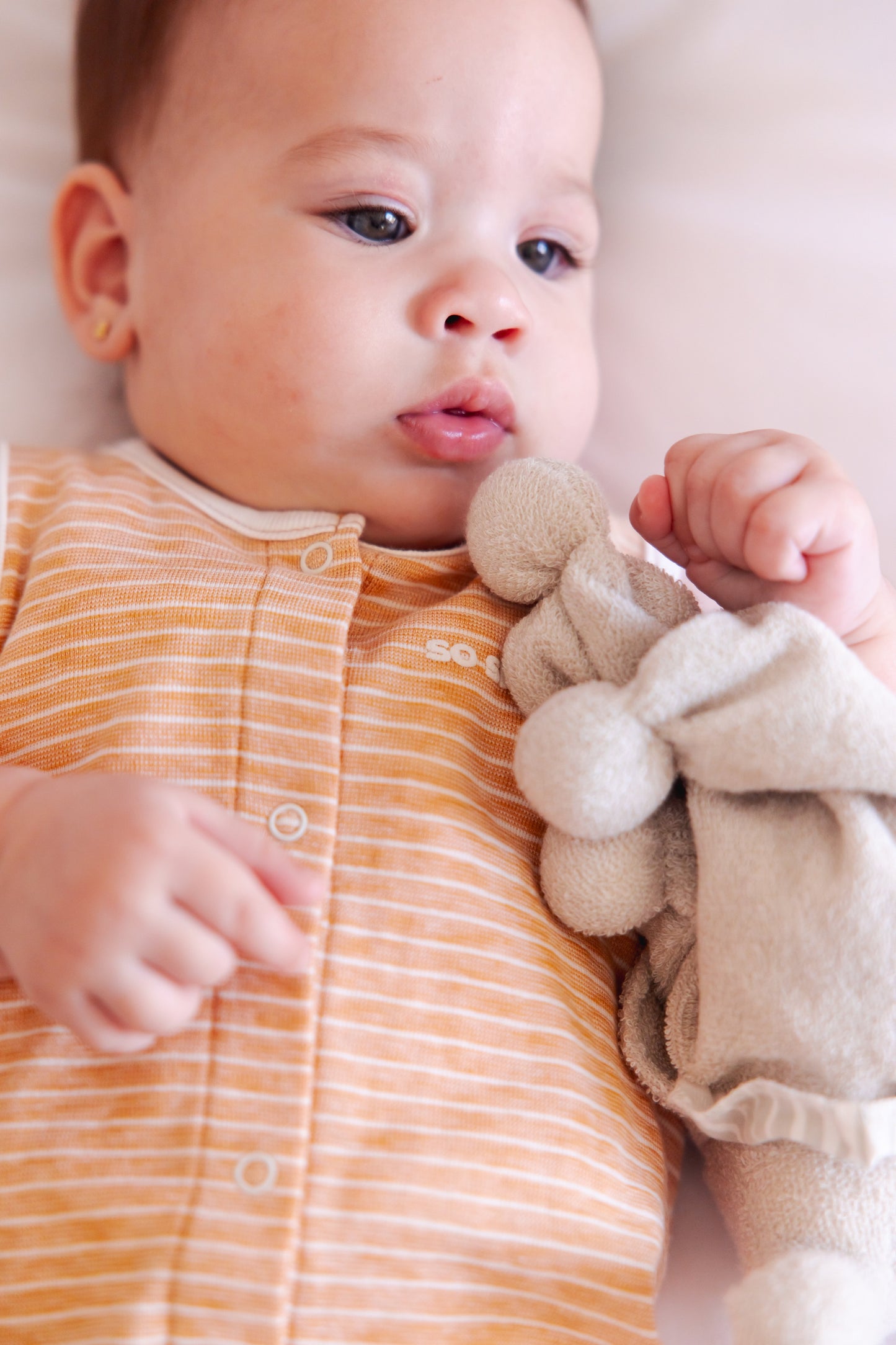 Organic Sleeveless Romper -Pumpkin Striped